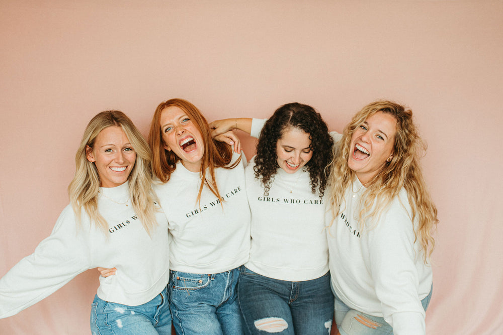 
                
                    Load image into Gallery viewer, &amp;quot;Girls Who Care&amp;quot; Vintage White Sweatshirt
                
            